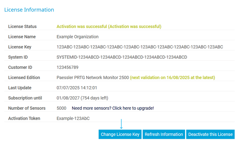 Update Your License: Click Change License Key